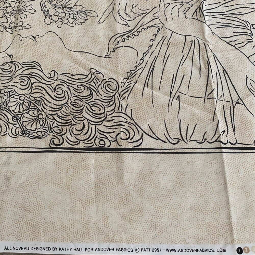 All NoveauF abric Panel By Kathy Hall Andover Fabrics Cream Cotton Sewing Crafts - Picture 6 of 10